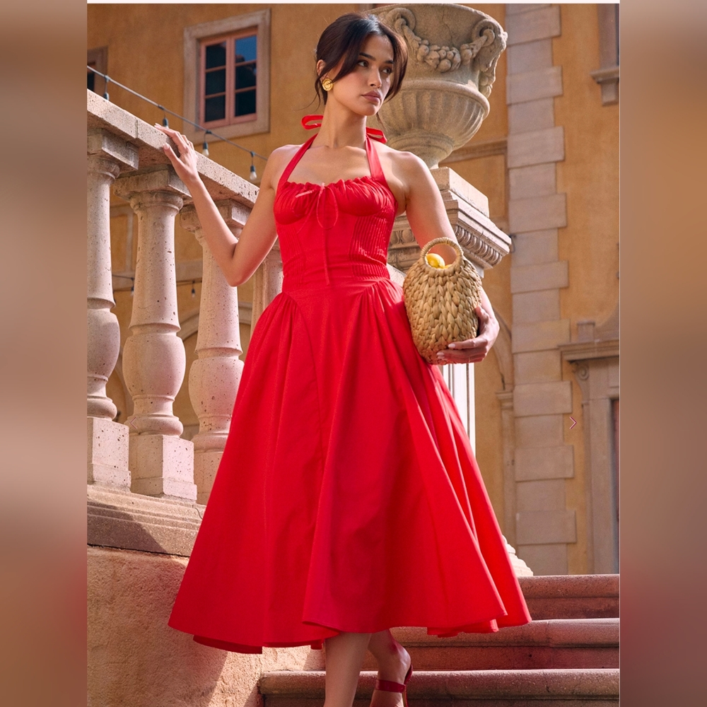 House of CB Adabella Cotten Tie Halter Dress